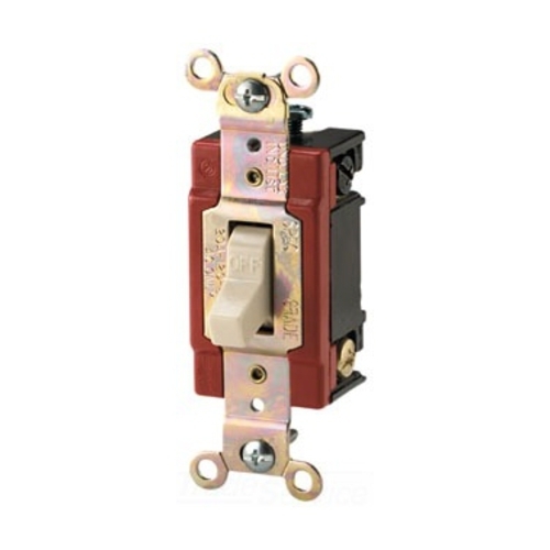 Eaton Arrow Hart industrial grade toggle switch, #14-10 AWG, 20A, Industrial, Flush mount, 120/277V, Back and side, Screw, Brown, Double-Pole, Dual-pole, Brass, Polycarbonate