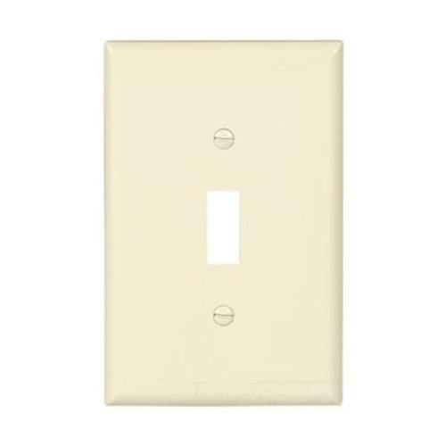 Eaton Toggle wallplate, Lt. Almond, Toggle Cutout, Polycarbonate, Single- gang, Mid-size