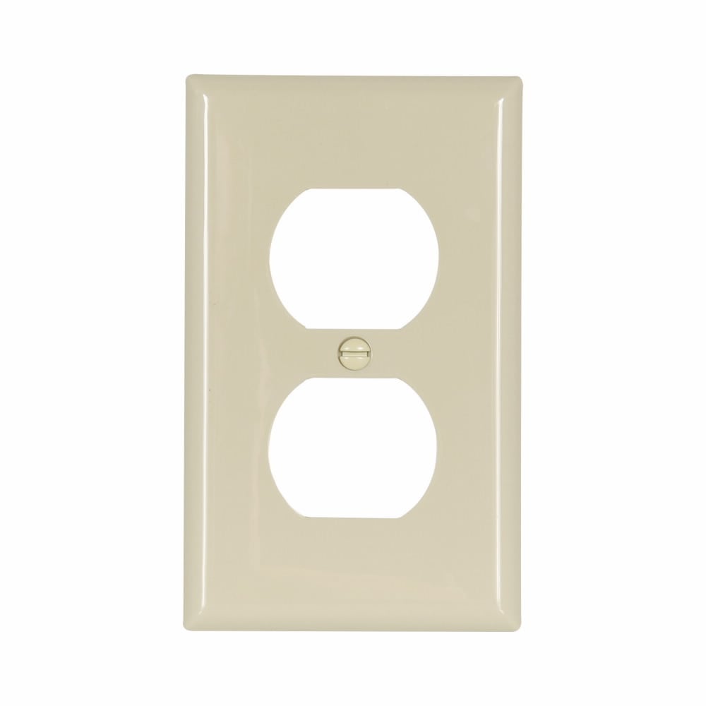 Eaton Standard Size Duplex Receptacle Wallplate, Ivory, Power outlet, Nylon, 1, Standard