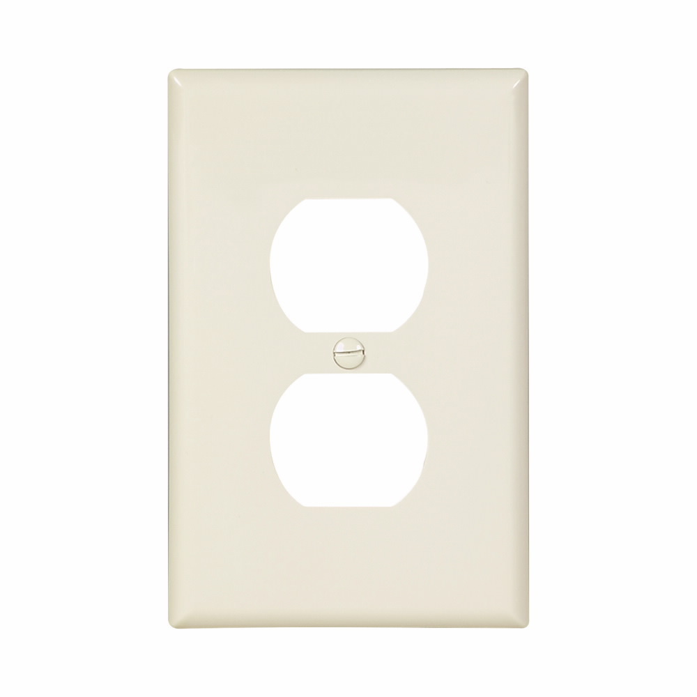 Eaton Duplex receptacle wallplate, Lt. Almond, Duplex receptacle Cutout, Polycarbonate, Single- gang, Mid-size