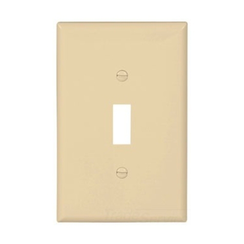 Eaton Toggle wallplate, Ivory, Toggle Cutout, Polycarbonate, Single- gang, Mid-size