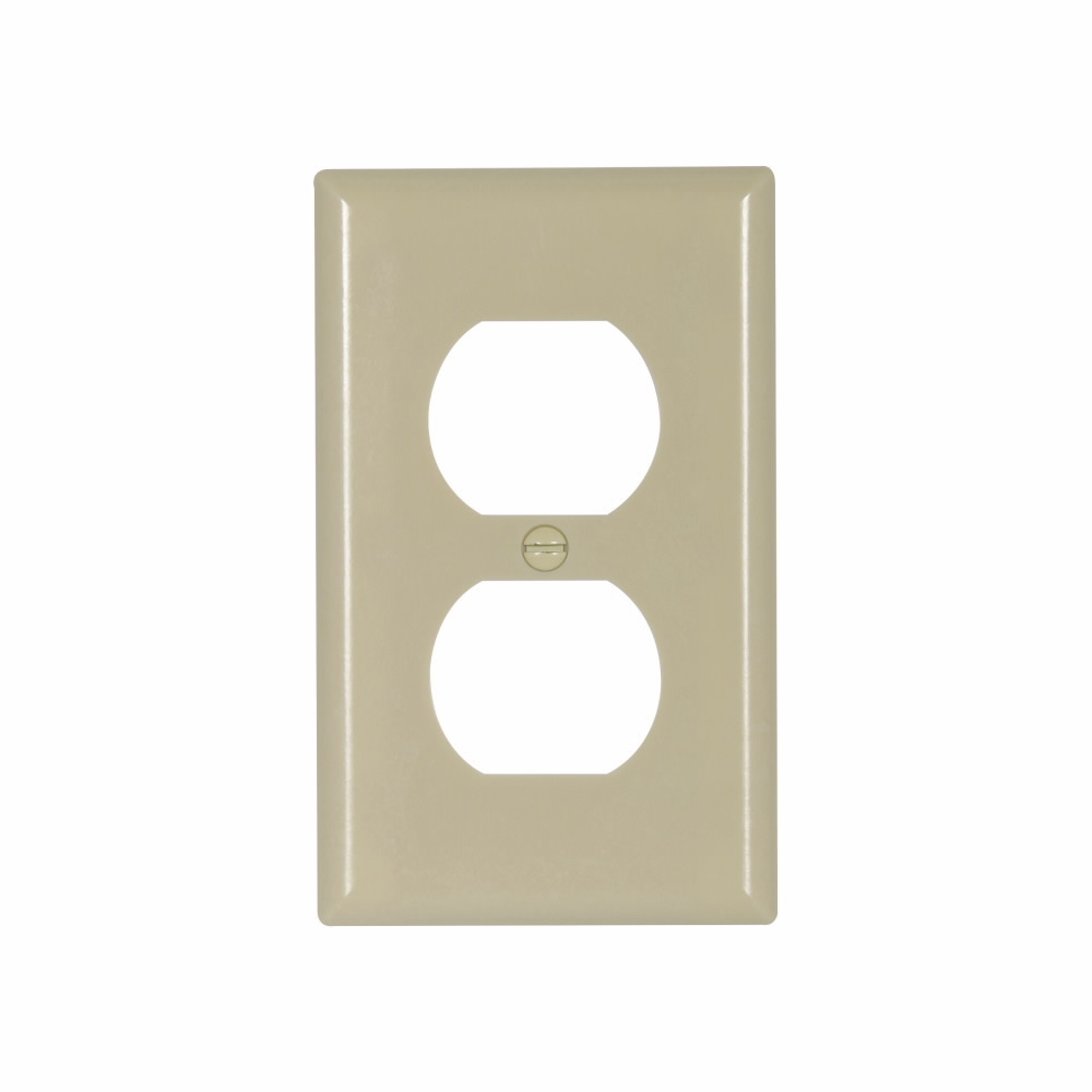 Eaton Duplex receptacle wallplate, Ivory, Duplex receptacle Cutout, Thermoset, Single- gang, Standard