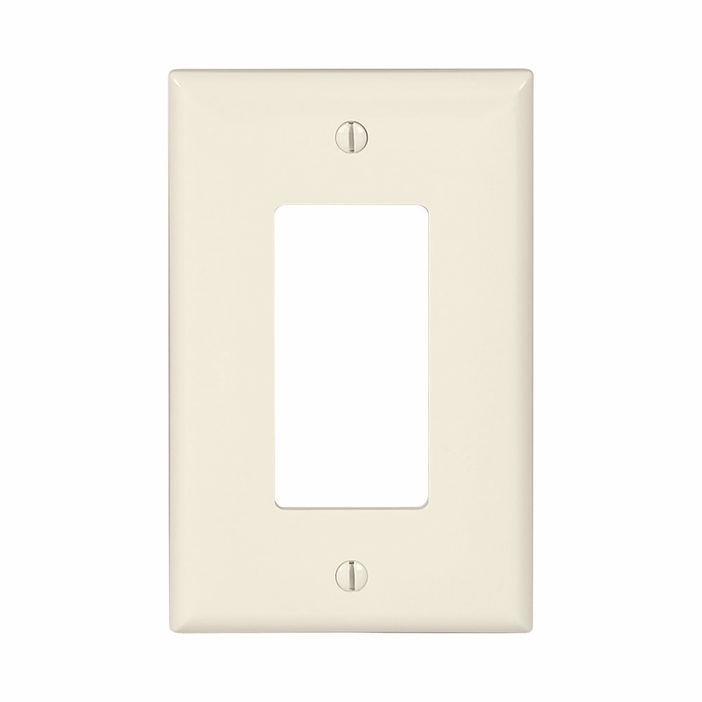 Eaton Decorator / GFCI wallplate, Lt. Almond, Decorator Cutout, Polycarbonate, Single- gang, Mid-size