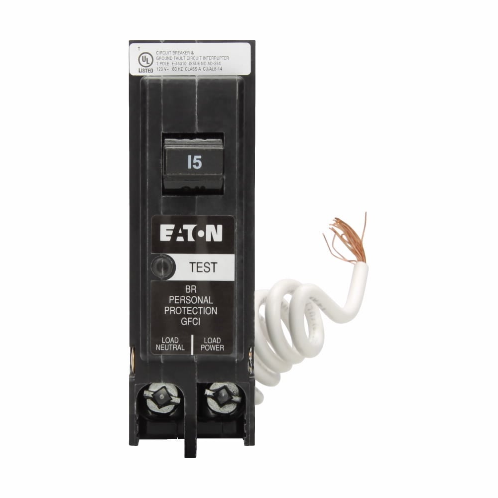 BRN115GF Miniature Circuit Breaker, 15 Amp, 1 Pole, 120/240V