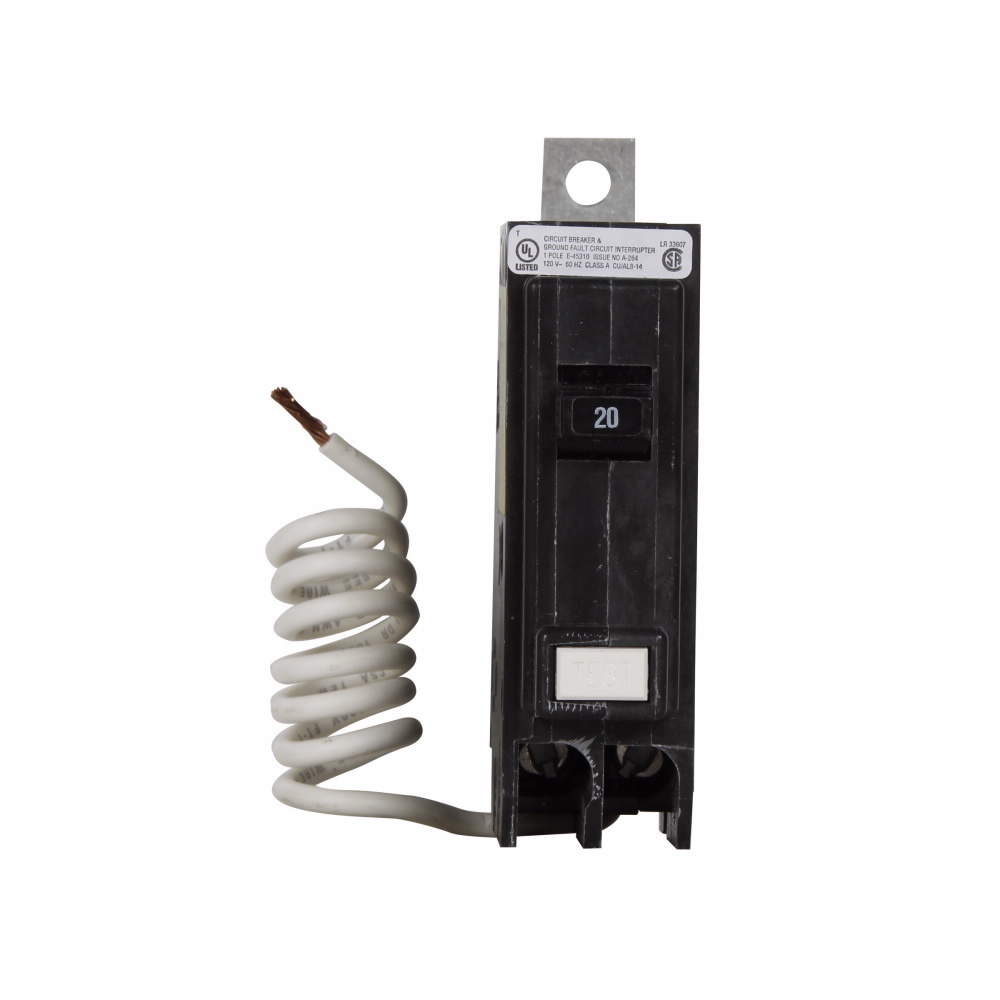 QBH1030GF QuickLag Type ETN01 QBGFT Ground Fault Circuit Breaker, 120/240 V, 30 A, 22 kA Interrupt, 1 Poles, Thermal Magnetic Trip