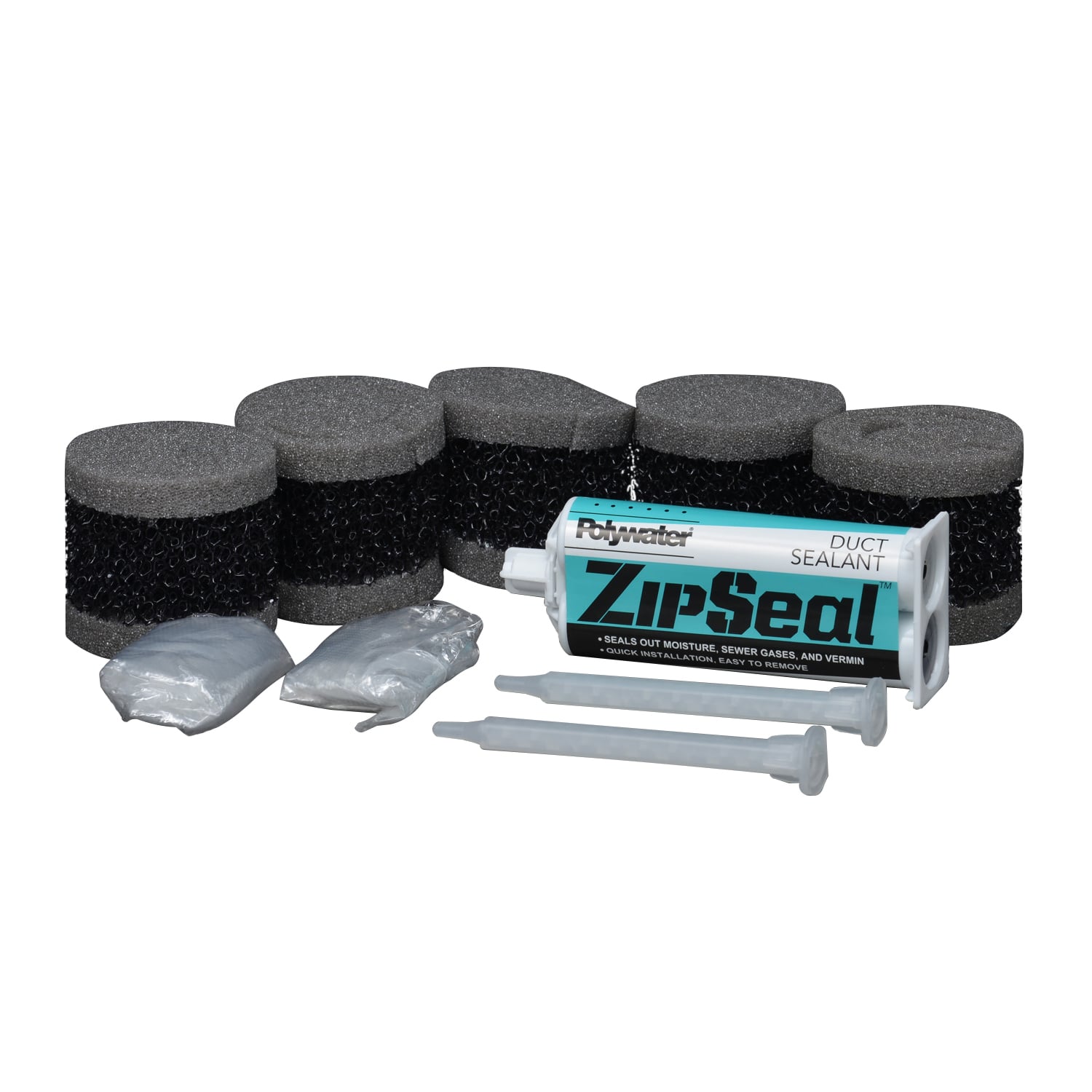 ZIP-50KIT1 ZipSeal Closed Cell Foam Duct Sealant Kit, 50 mL Cartridge, Black/Brown, Polymeric Diphenylmethane Diisocyanate Base, 5 to 7 min Curing