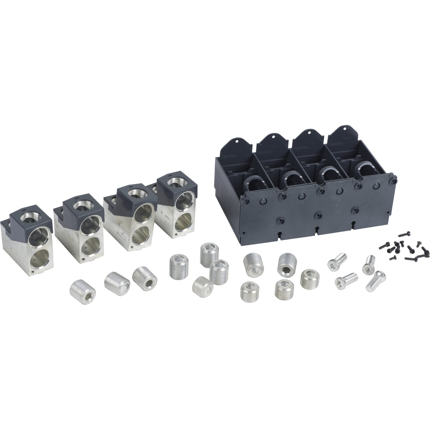 AL600LS52K4 Mechanical Lug Kit, 2/0 AWG to 500 kcmil Al/Cu, Unit Mount, For Use With PowerPact 400 to 600 A L-Frame Molded Case Circuit Breaker
