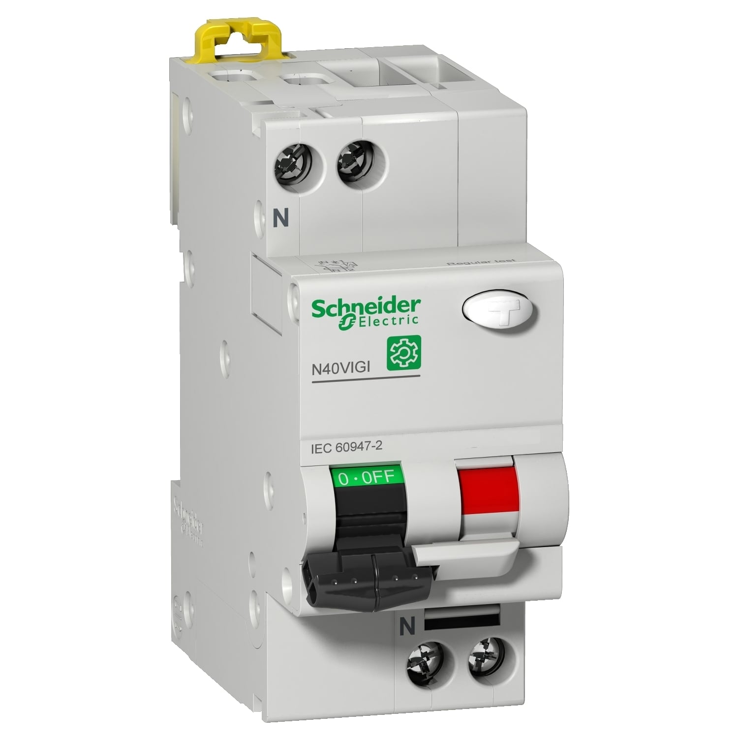 M9D11610 Multi 9 Type AC N40 Vigi Circuit Breaker With RCBO Overcurrent Protection, 240 V AC, 10 A, 6 kA Interrupt, 1 Poles, Thermal Magnetic Trip