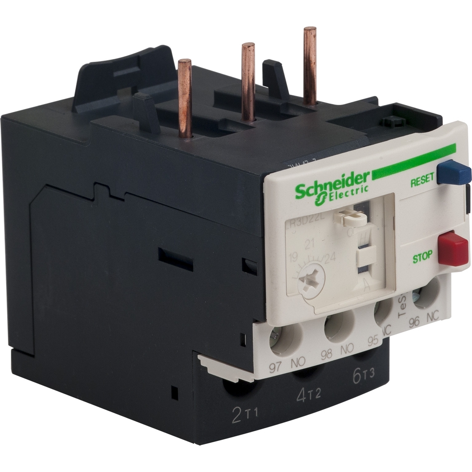 LR3D22L TeSys LRD Bi-Metallic Non-Differential Thermal Overload Relay, 17 to 24 A, 690 V AC V Coil