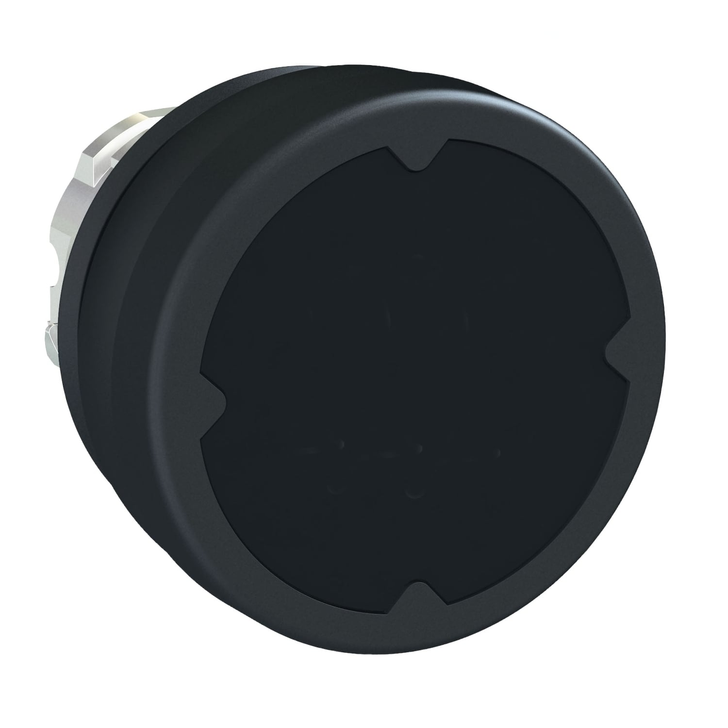 ZB4BC280 Harmony Flush Large Spring Return Standard Unmarked Pushbutton Head With Integrated Bellow, 22 mm, Round Shape, Chromium Plated Metal, Black