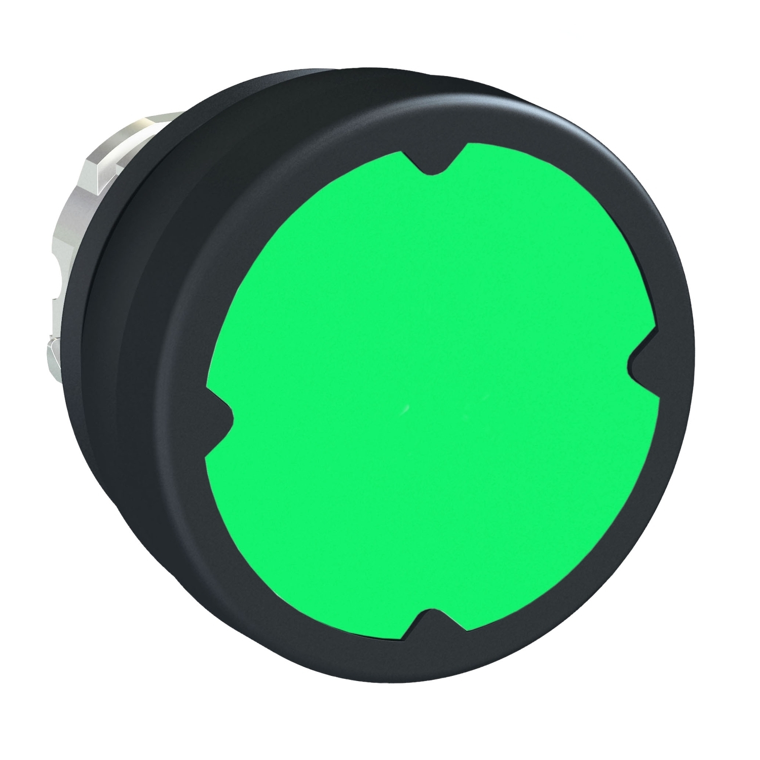 ZB4BC380 Harmony Flush Large Spring Return Standard Unmarked Pushbutton Head With Integrated Bellow, 22 mm, Round Shape, Chromium Plated Metal, Green