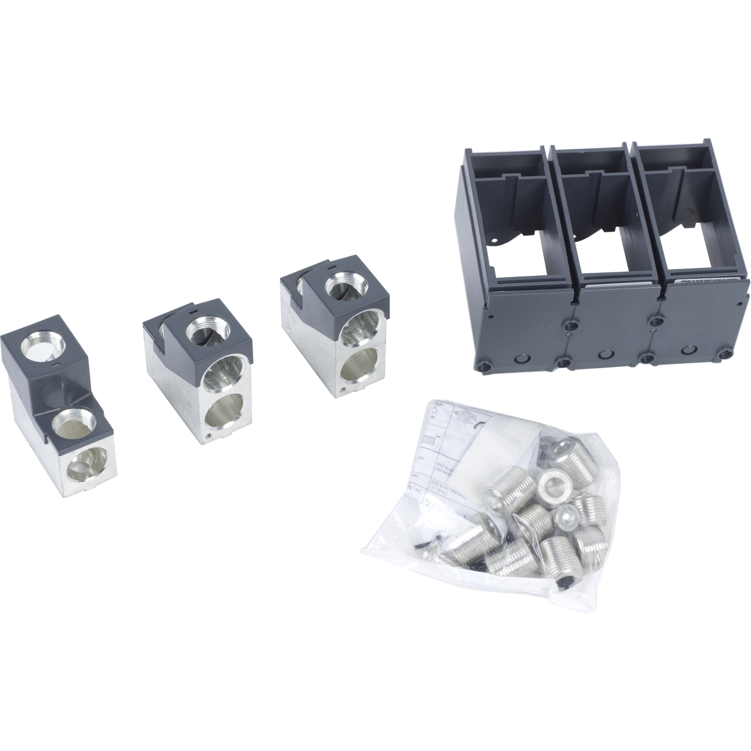 CU600LS52K3 Mechanical Lug Kit, 2 AWG to 500 kcmil Cu, Unit Mount, For Use With PowerPact Compact H, J Molded Case Circuit Breaker