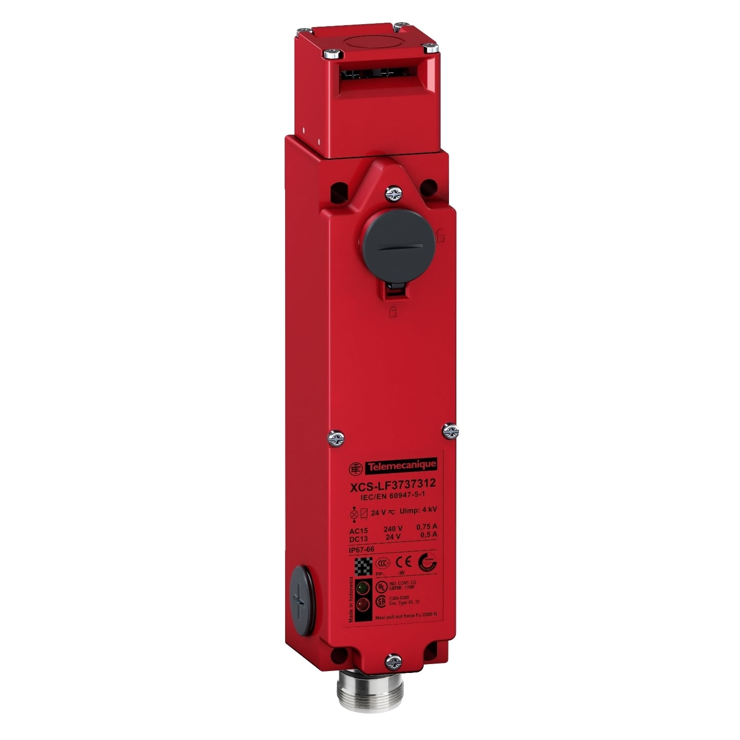 Safety switch, Telemecanique Safety switches XCS, metal key operated solenoid XCSLF, 4NC+2 NO, slow, M23 connector, 24 V
