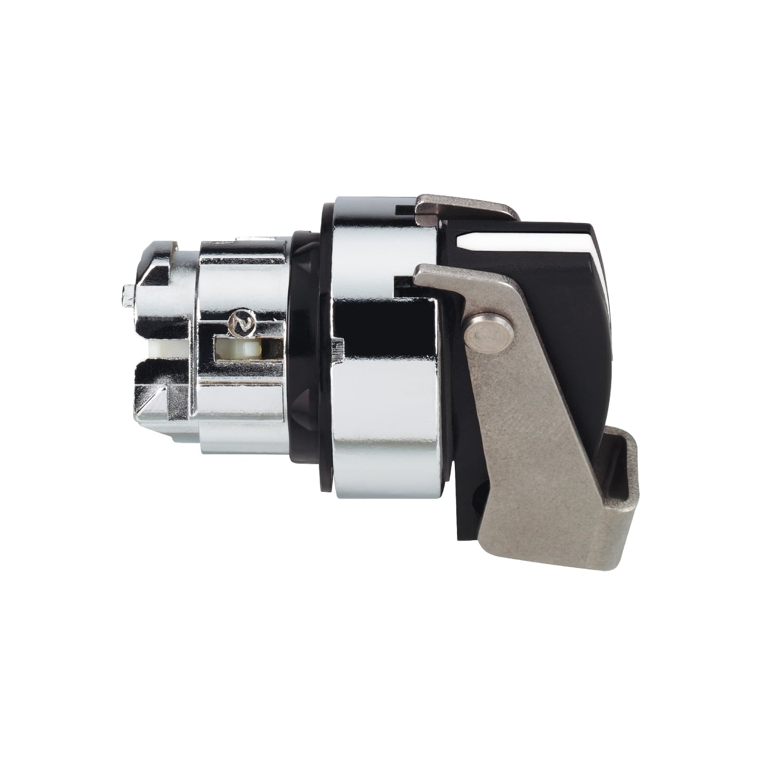 Selector switch head, Harmony XB4, metal, black, 22mm, long handle, 2 positions, stay put, padlockable on the left or on the right