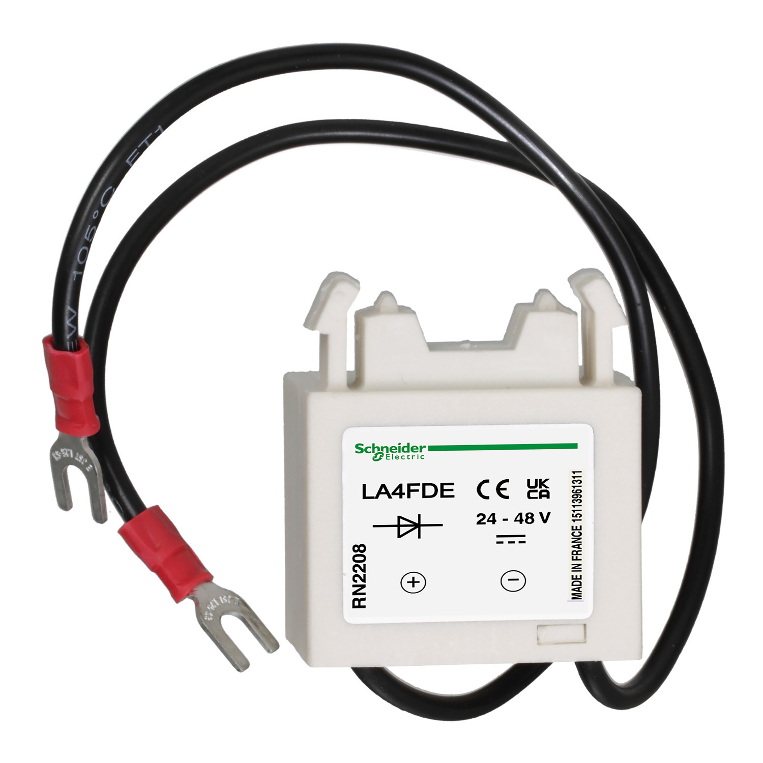 LA4FDE Clip-On Mount Suppressor Module Diode, For Use With TeSys F LC1F High Power Contactors