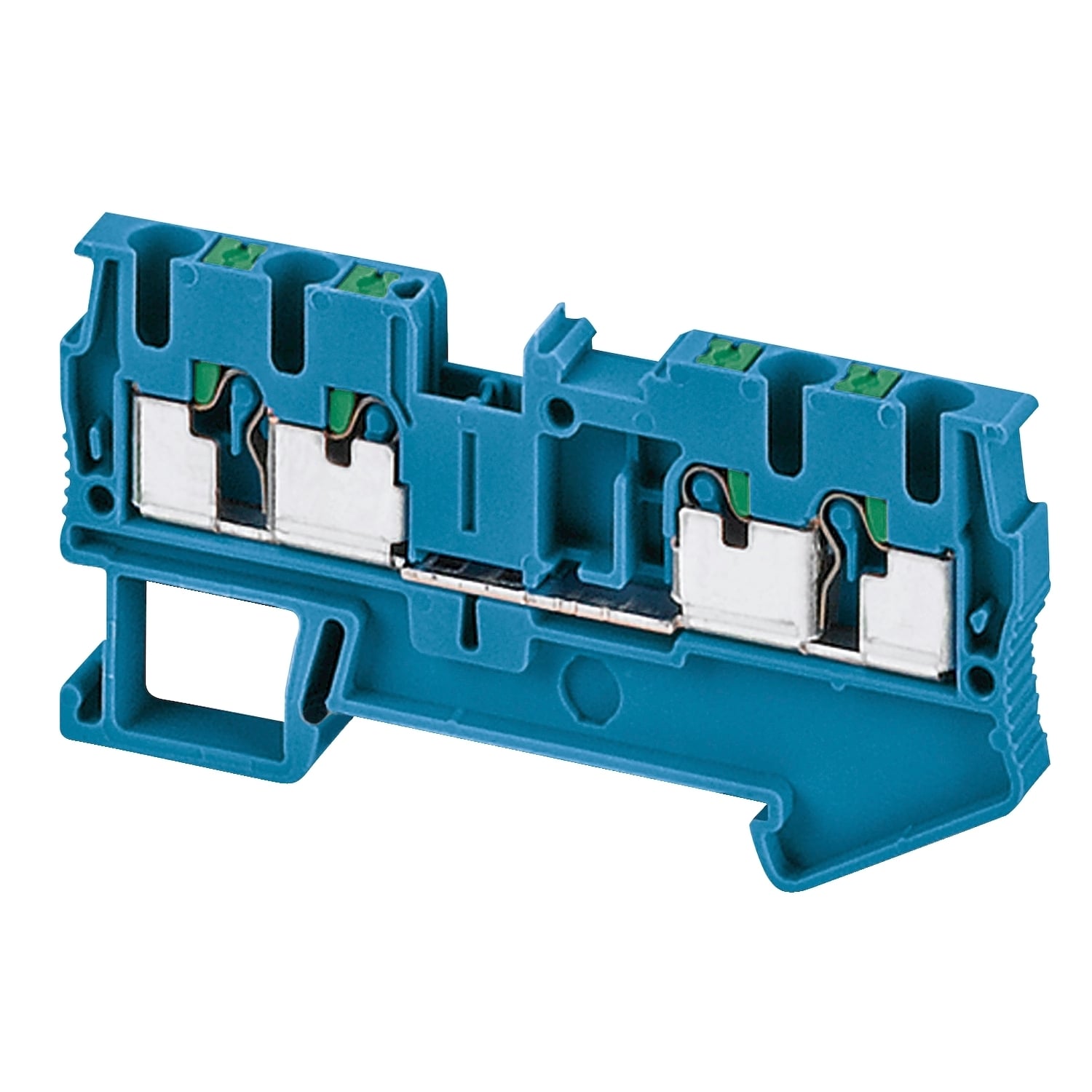 NSYTRP24BL Linergy 4-Point Feed-Thru Terminal Block, 800 V AC, 24 A, 1 Pole, Clip-Fit Mount