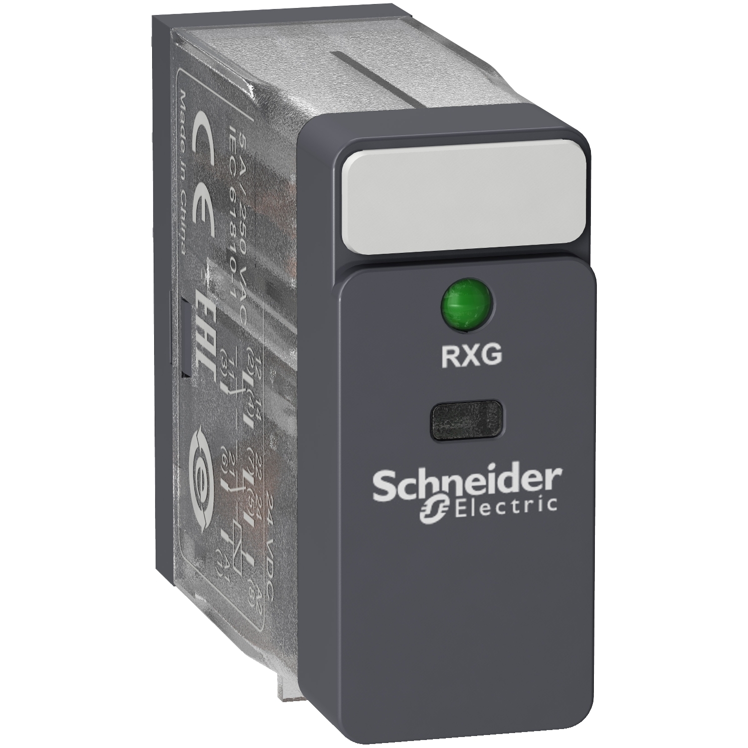 RXG23BD Zelio RXG Series Interface Plug-In Relay, 5 A, 2CO 2 Form C DPDT Contact, 24 VDC V Coil