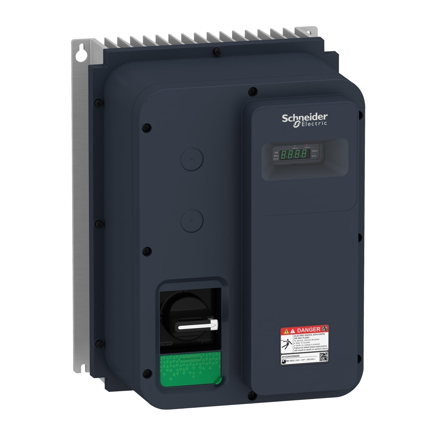 ATV320U22N4WS Altivar 3-Phase Variable Speed Drive, 380 to 500 V, 8.7 A at 380 V/6.6 A at 500 V Heavy Duty, 9.84 in W x 9.25 in D