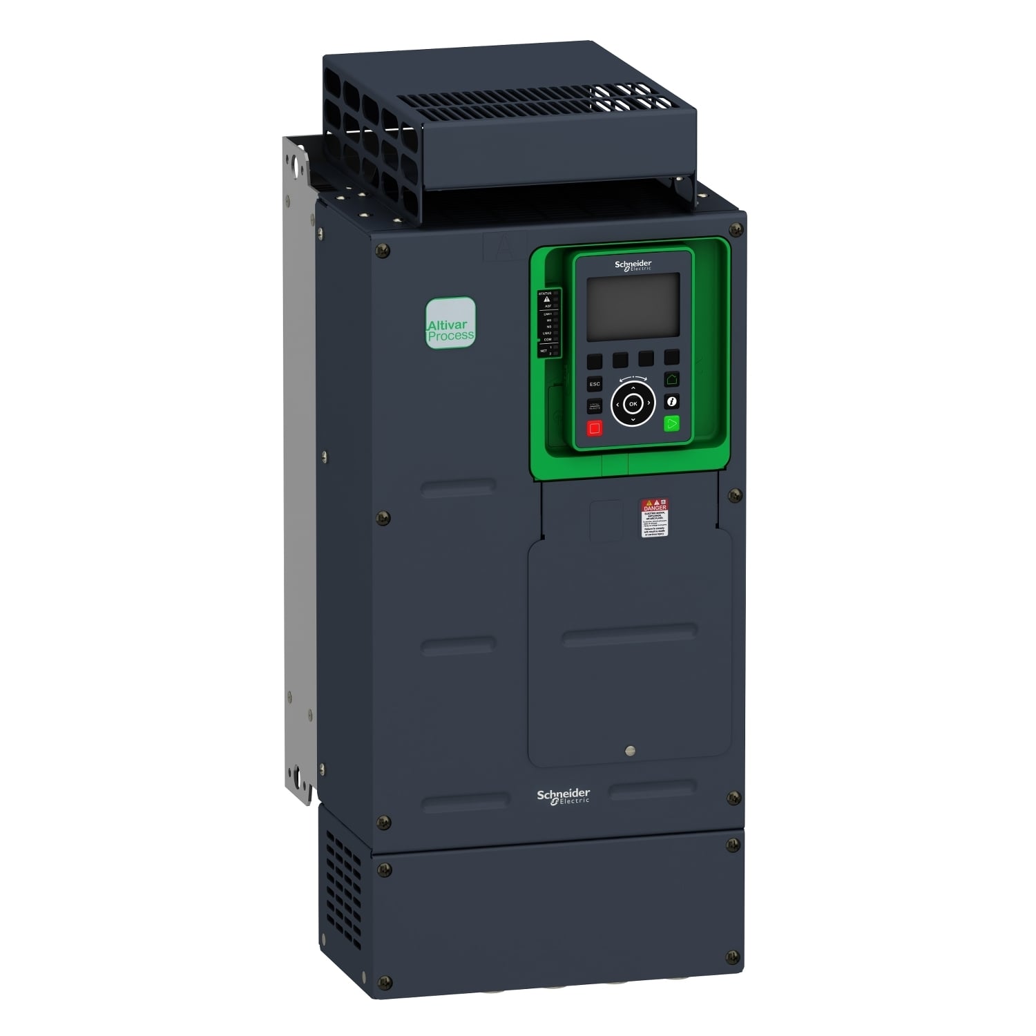 ATV930D18S6 Altivar 3-Phase Variable Speed Drive, 600 V, 23.2 A at 600 V Normal Duty, 19.6 A at 600 V Heavy Duty, 25 hp at 600 V Normal Duty, 20 hp at 600 V Heavy Duty, 9.69 in W x 9.53 in D
