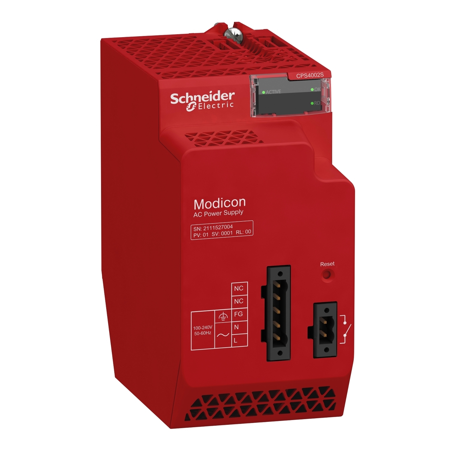 BMXCPS4002S Redundant Power Supply Module, 115/230 V Input, 0.55/1.1 A Input, 0.13 kVA