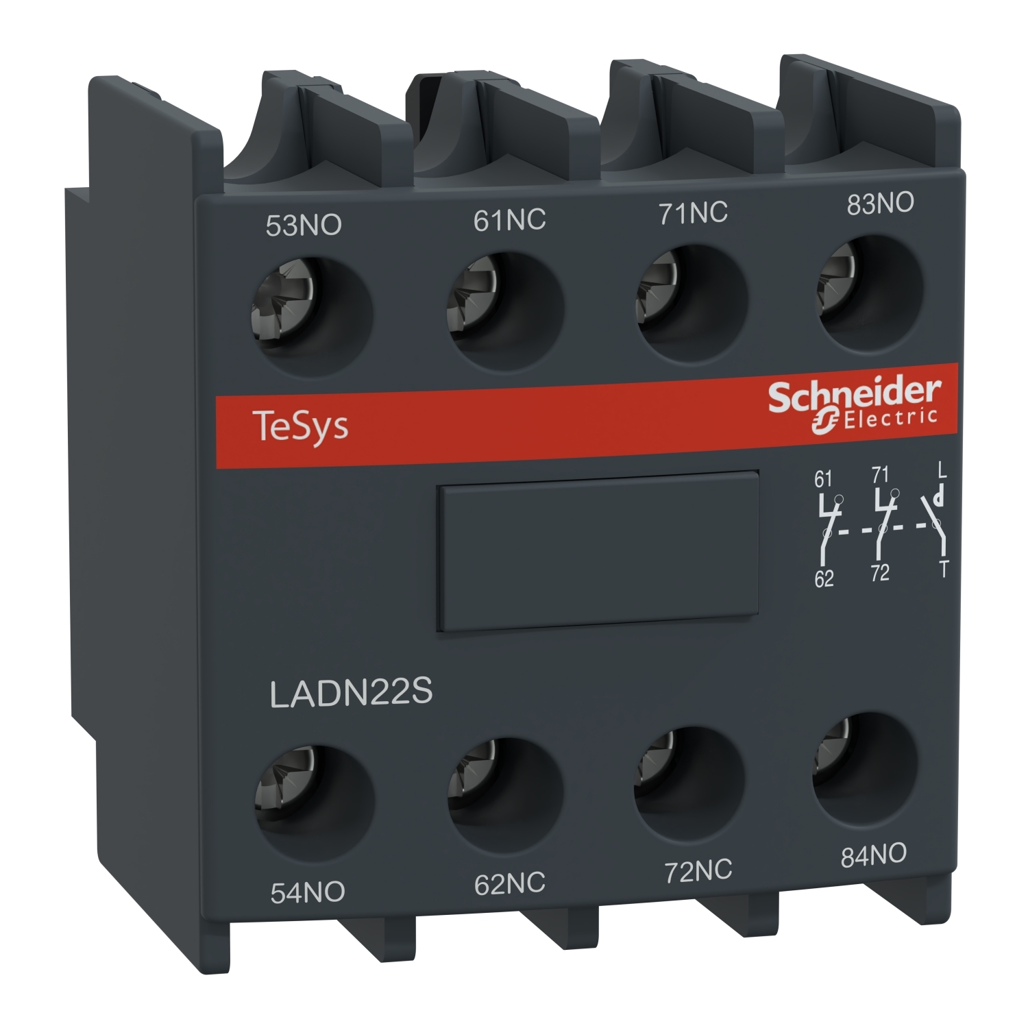 LADN22S TeSys D Auxiliary Contact Block, 690 V, 2NO-2NC Contacts, Red