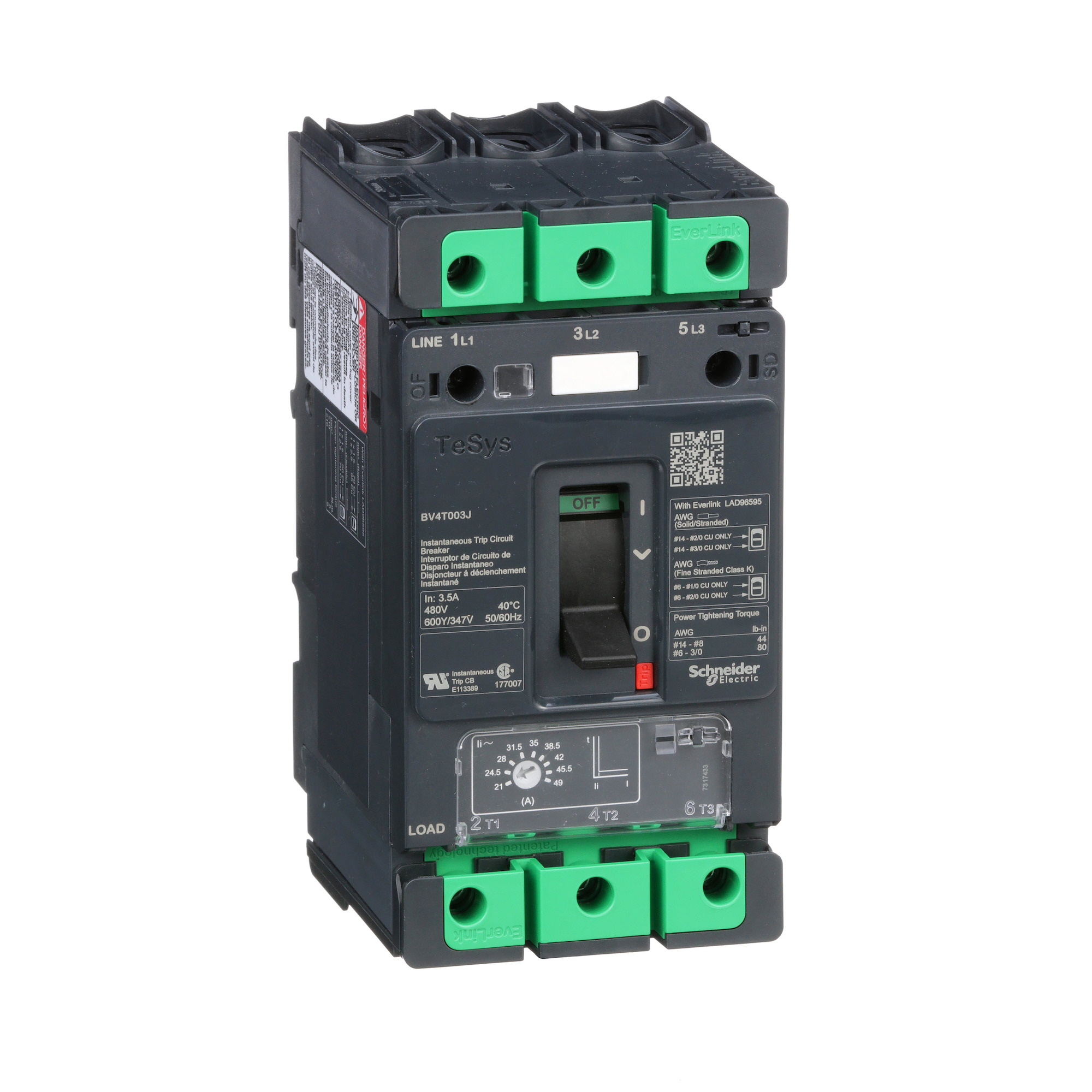 BV4T003J TESYS Series, 600Y/347 V AC, 3.5 A