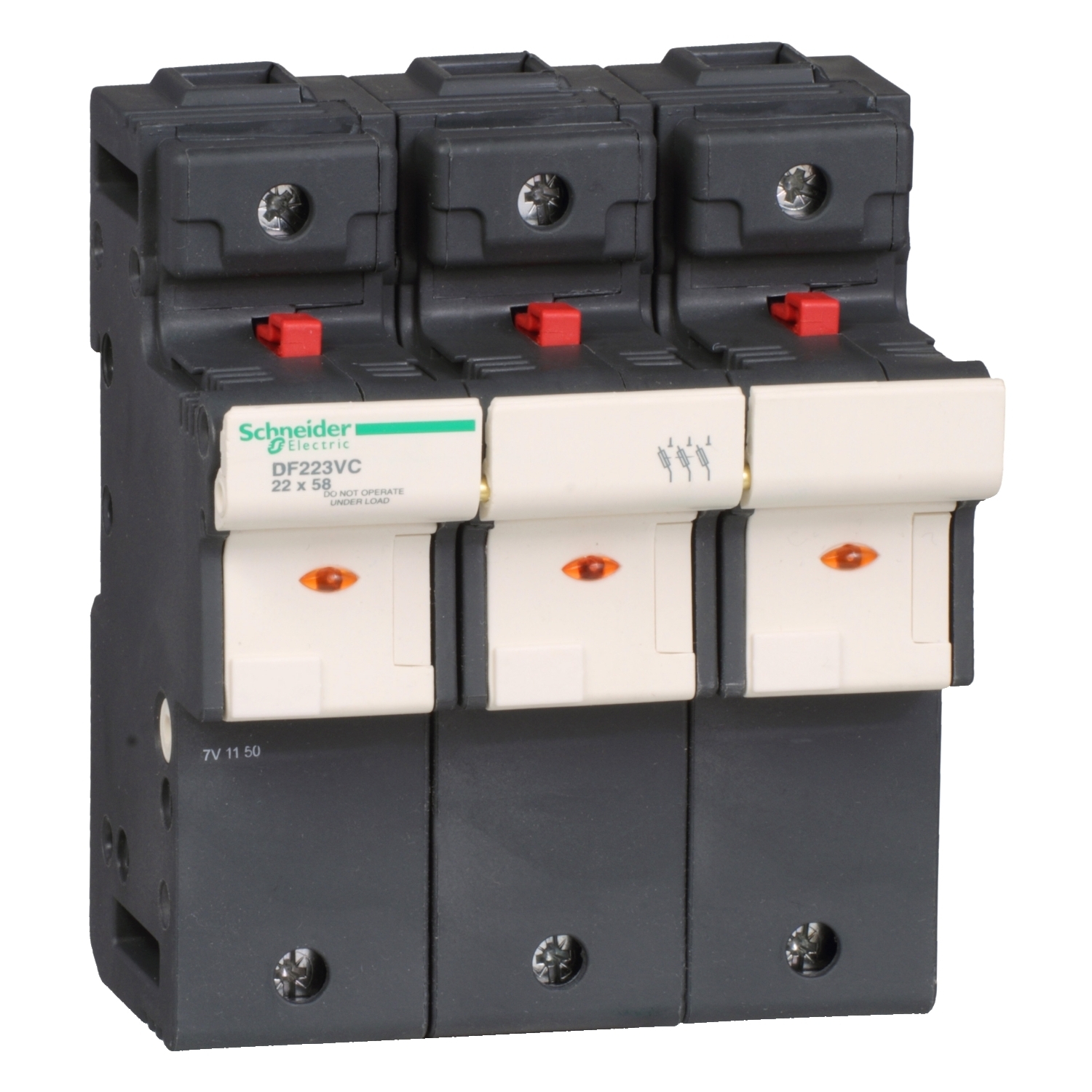 DF223VC DF22, 125 A, 690 V AC/DC, 120 kA interrupt, for use with: DF3FA fuse cartridge striker/DF3FN fuse cartridge striker/DF22AM auxiliary contact block