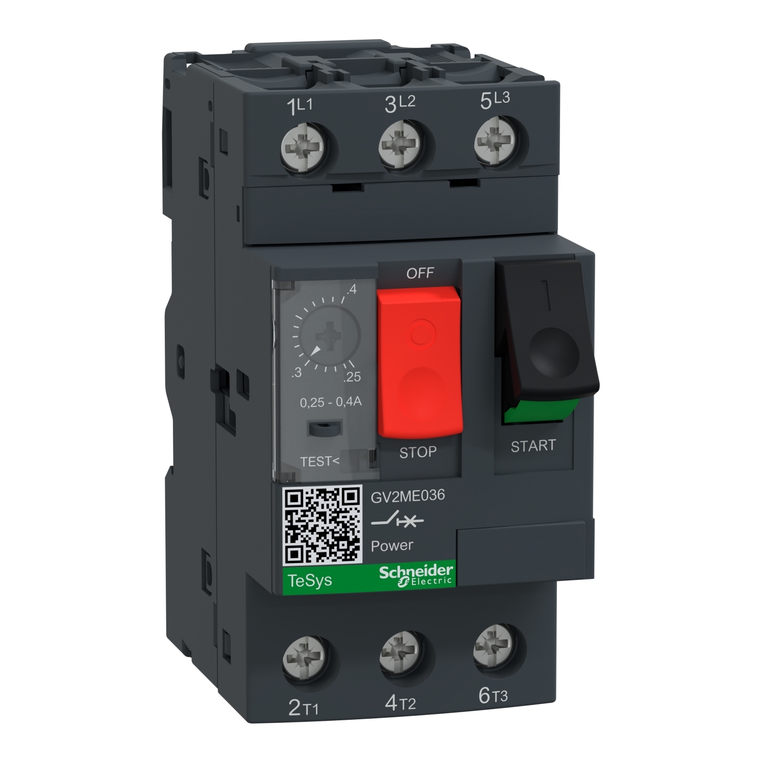 GV2ME036, 0.40 A, 3 poles