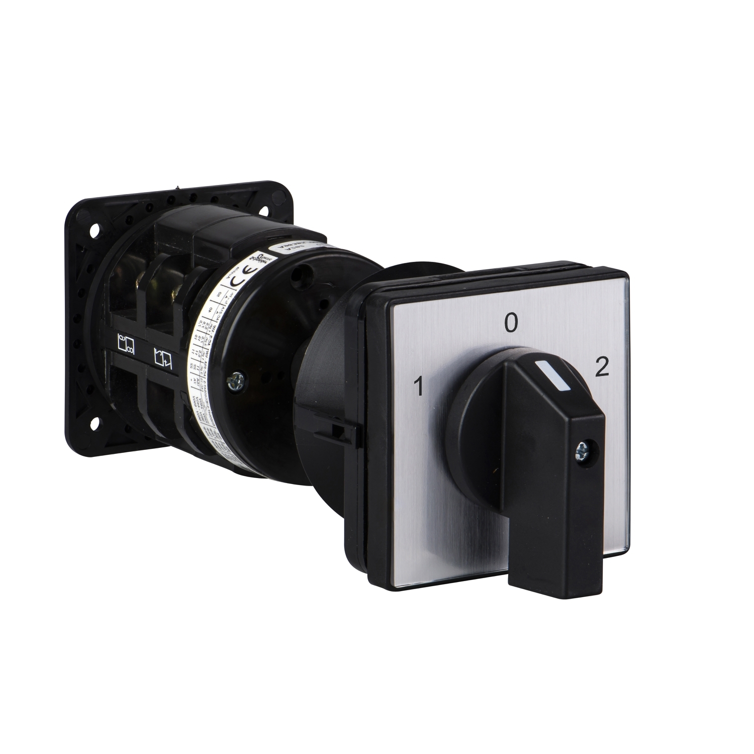 K50E003WP Harmony Complete Cam Switch With 64 x 64 mm Front Plate, 1-0-2 Black Metallic Legend Plate, 690 V, 50 A, 3 hp, 25 hp, 7-1/2 hp hp, 3 Poles, Handle Actuator