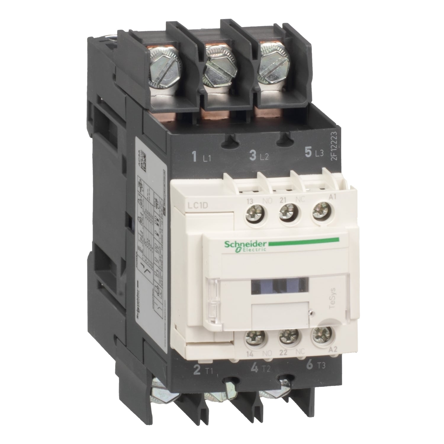 LC1D40A6K7 LC1D Series Contactor, 100 V AC v coil, 40 to 60 A, 1 NO + 1 NC/3 NO contact, 3 poles