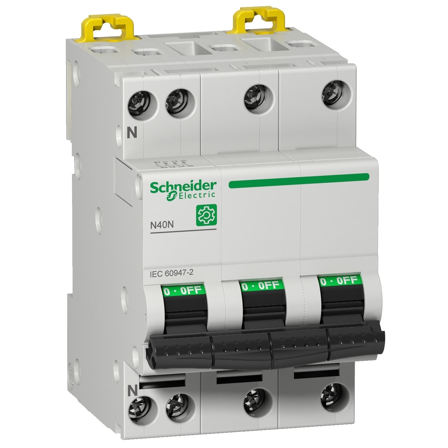 M9P22740 N40N Series Miniature Circuit-Breaker, 415 V AC, 40 A, 10 kA interrupt, 3 poles, Thermal Magnetic trip