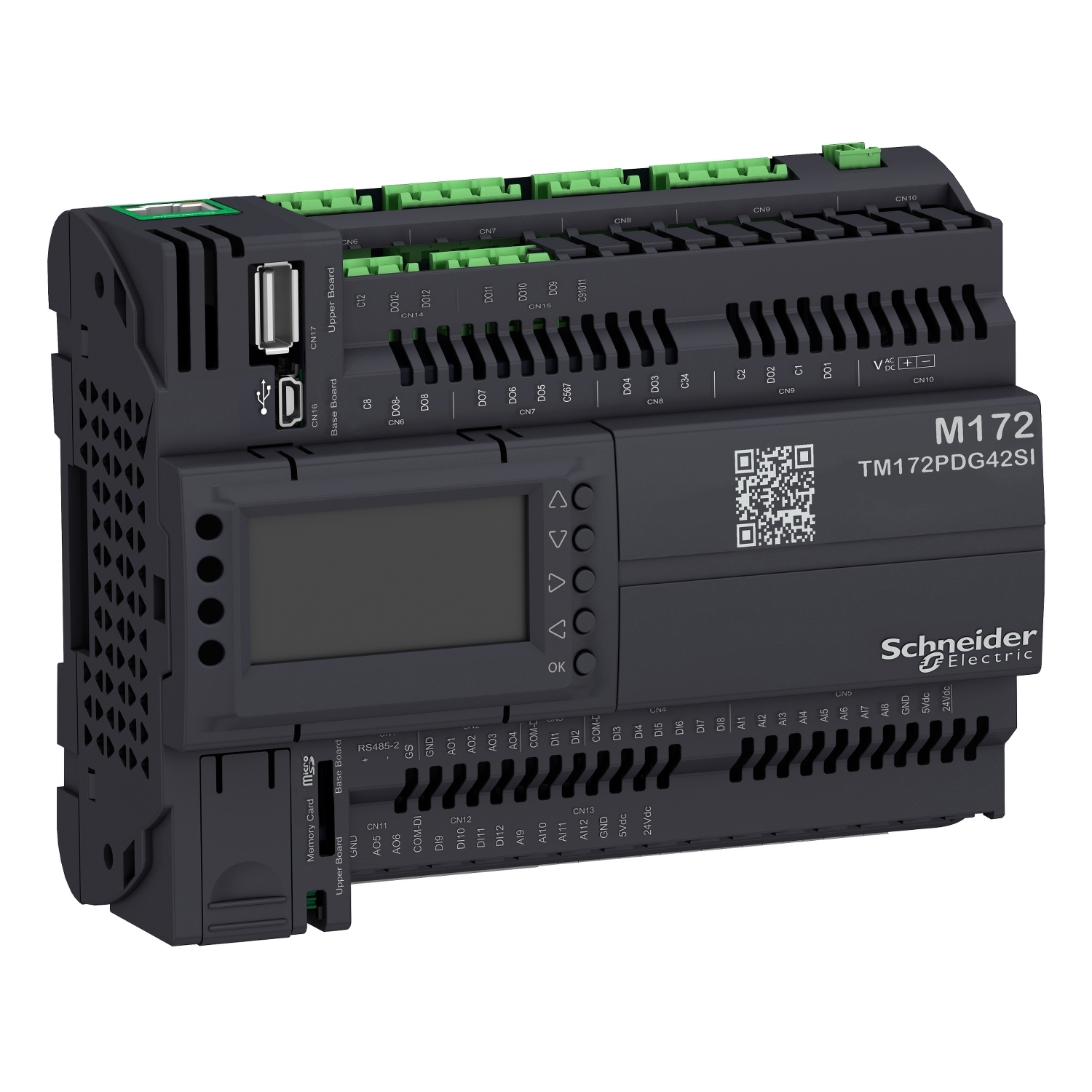 TM172PDG42SI Modicon M172 Performance Display Logic Controller, 24 V AC/20 to 38 V DC, 42 Inputs, 42 Outputs