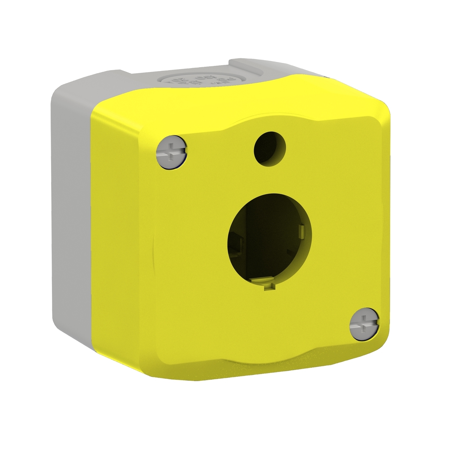 XALKW01 Harmony 1-Cut-Out Empty Control Station, For Use With XB5 Series 22 mm Dia Control and Signalling Units, NEMA 4X/13 NEMA Rating, -40 to 158 deg F, Polycarbonate, Light Gray/Yellow