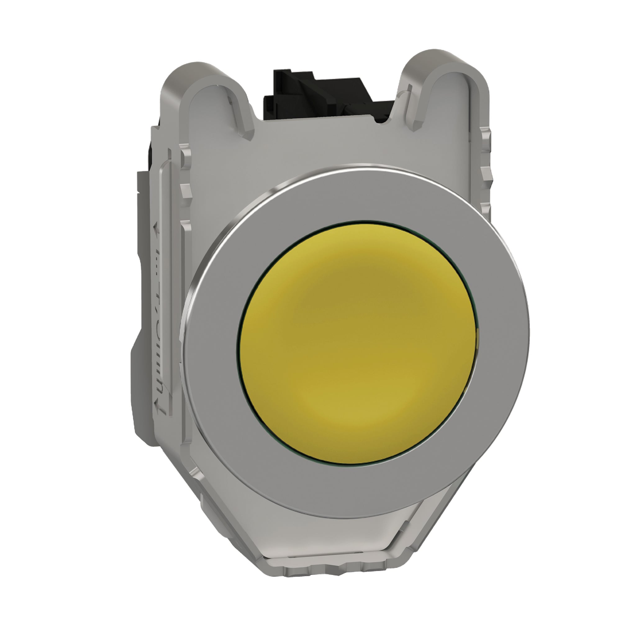 XB4FA51 Harmony Round Unmarked Pushbutton, 1.44 in W x 2.17 in D x 1.85 in H, 1NO Contact, Slow Break Contact, Yellow