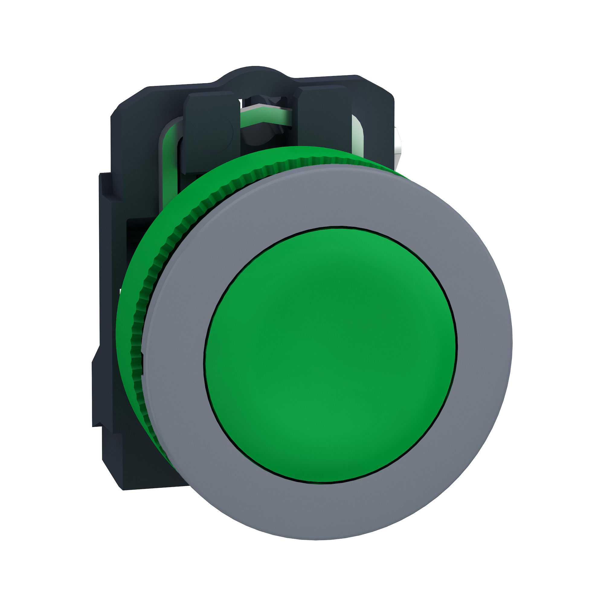 XB5FA31C0 Harmony Round Unmarked Pushbutton, 1.44 in W x 2.17 in D x 1.65 in H, 1NO Contact, Slow Break Contact, Green