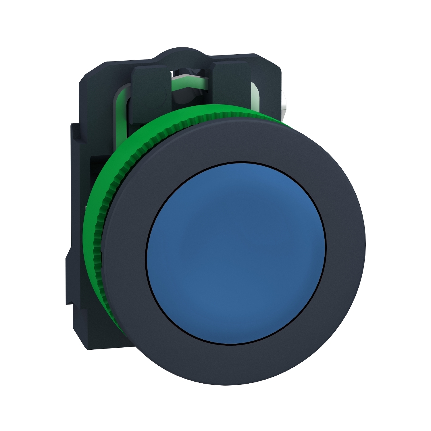 XB5FA61 Harmony Round Unmarked Pushbutton, 1.44 in W x 1.44 in D x 1.65 in H, 1NO Contact, Slow Break Contact, Blue