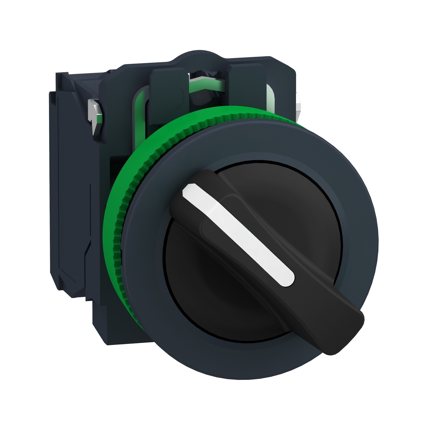 XB5FD21 Harmony XB5 Round Head Selector Switch, 30 mm, 1NO Contact, Slow Break Contact, Lever Operator, Black