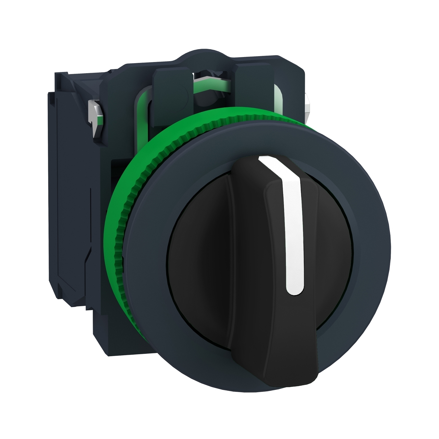 XB5FD33 Harmony XB5 Round Head Selector Switch, 30 mm, 2NO Contact, Slow Break Contact, Lever Operator, Black