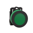 Pilot light, Harmony XB5, antimicrobial, grey plastic, green flush mounted, 30mm, universal LED, plain lens, 24V AC DC