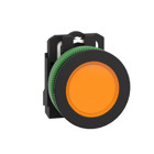 Pilot light, Harmony XB5, antimicrobial, grey plastic, orange flush mounted, 30mm, universal LED, plain lens, 24V AC DC