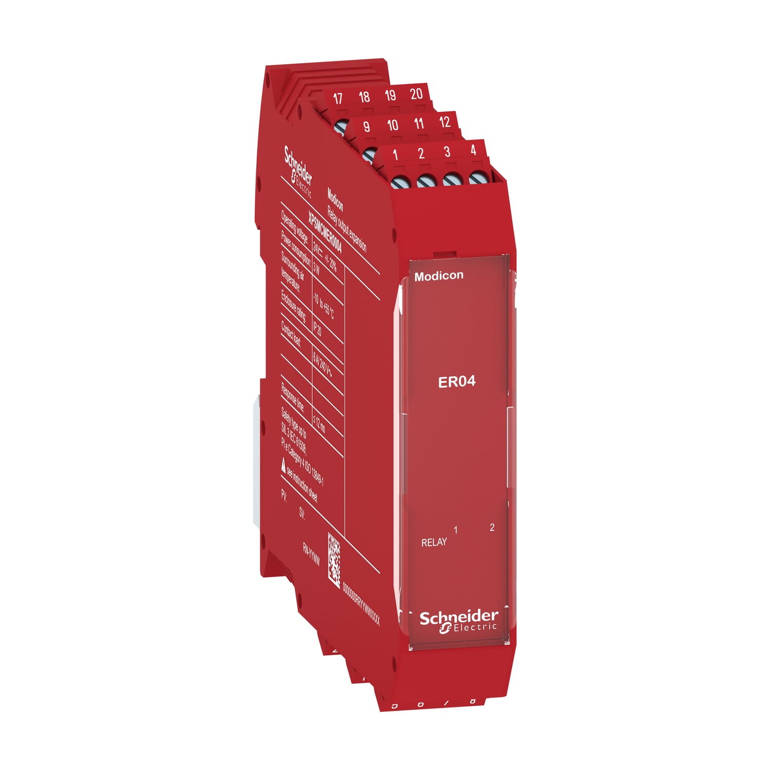 XPSMCMER0004 Safe Relay Output Expansion Module With Screw Term, 24 V, 4 Outputs