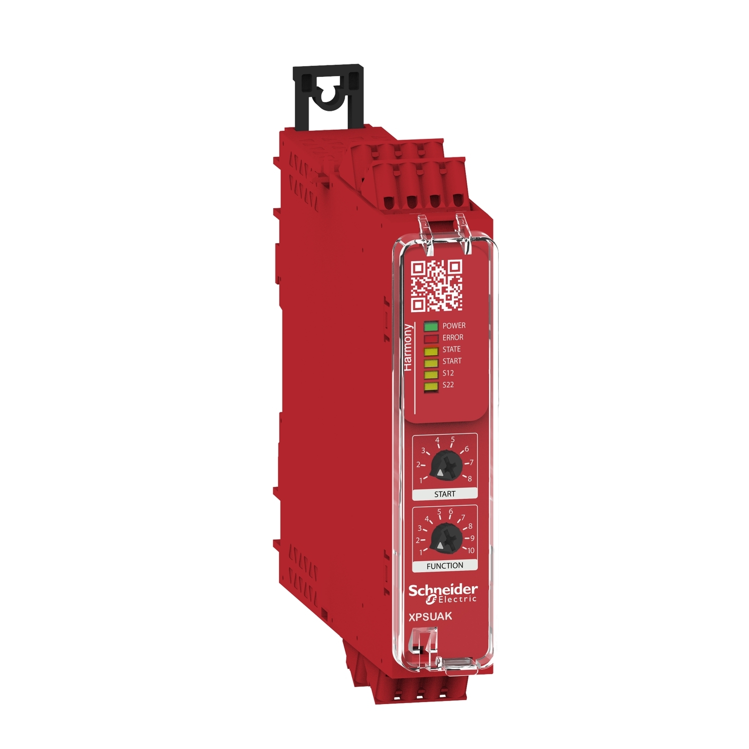 XPSUAK12AC Preventa Safety Module, 0.89 in W x 4.61 in D x 4.68 in H, 24 V AC/DC, 8 A, 2NO-3NC Contact