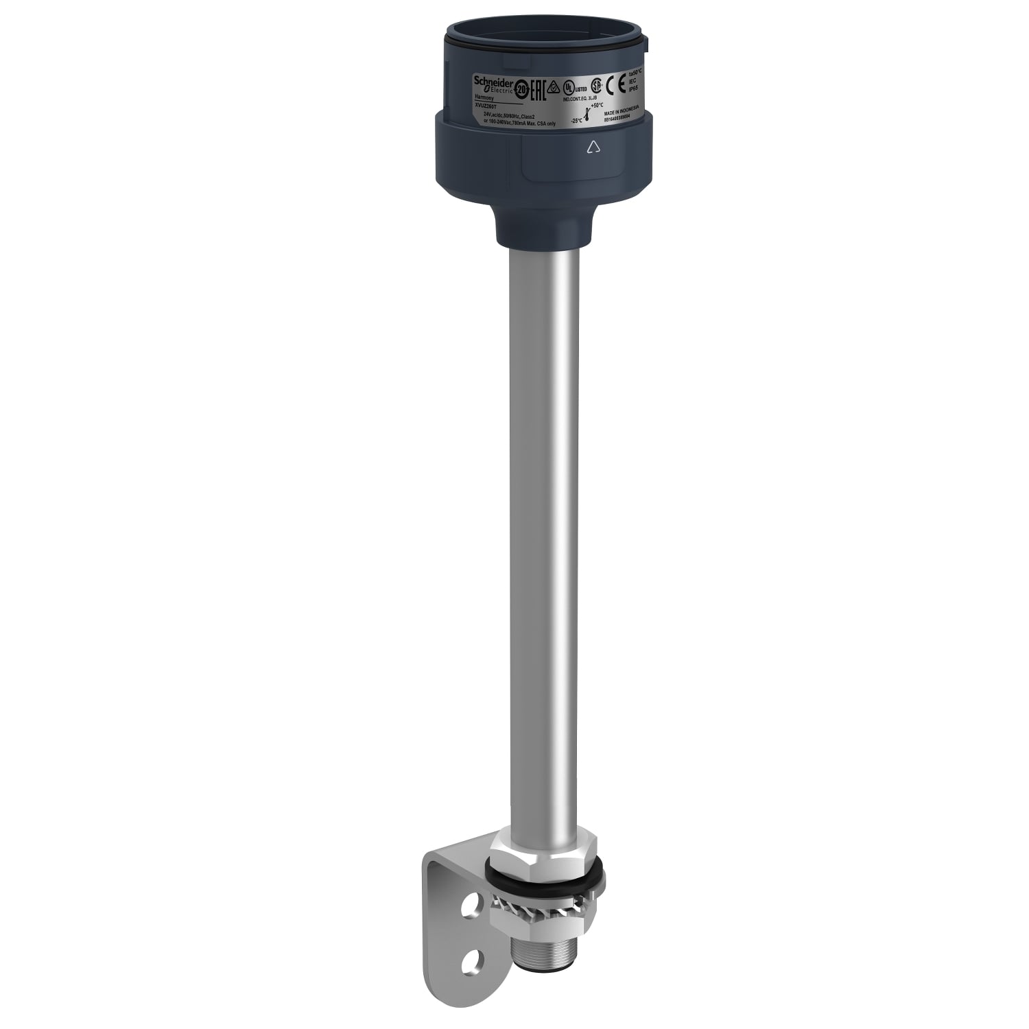 XVUZ250T Harmony XVU Metallic Fixing Mounting Bracket With 250 mm Aluminum Pole, 60 mm Dia x 300 mm L, For Use With Modular Tower Light, ABS/Aluminum/Polycarbonate, Black