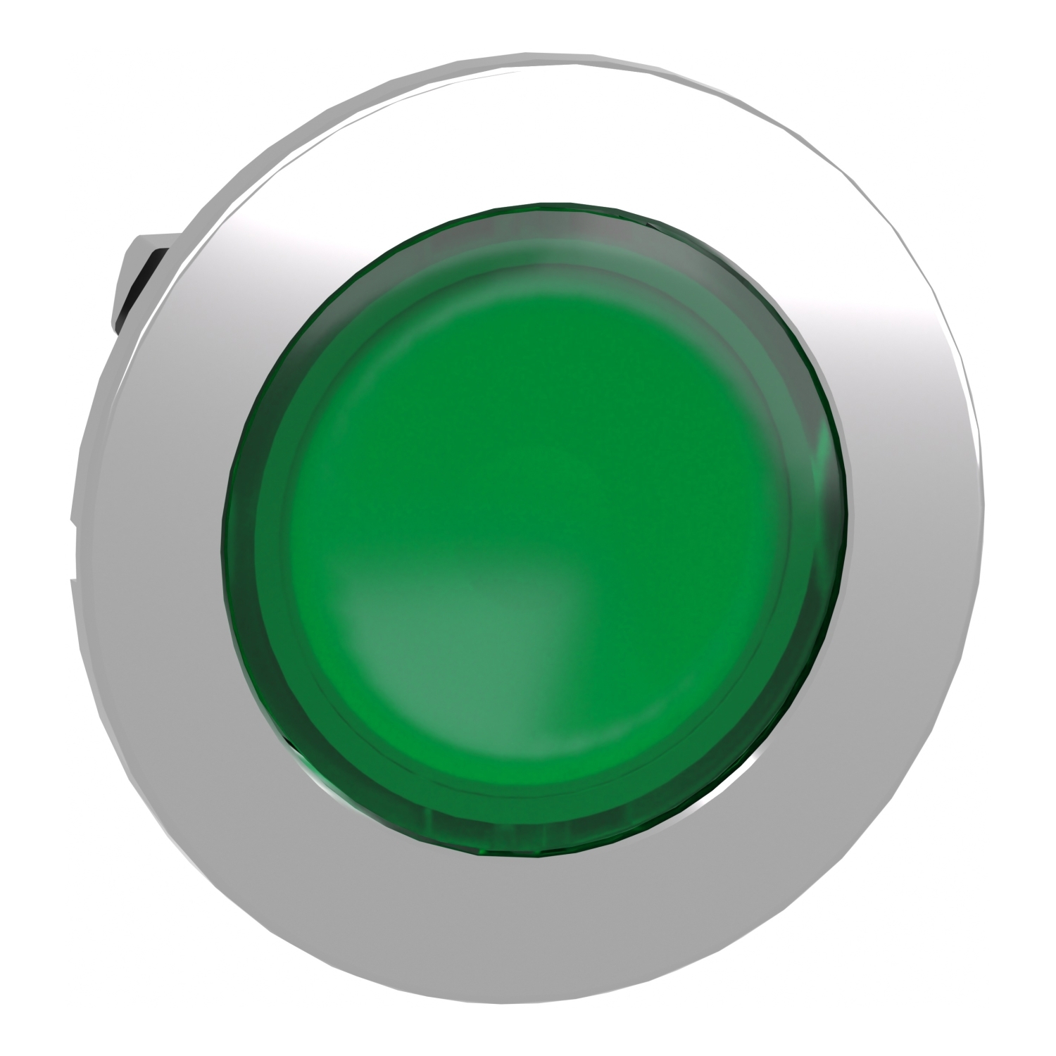 ZB4FH033 Harmony Flush Mount Illuminated Pushbutton Head, 1.2 in, Round Shape, Chromium Plated Metal, Green