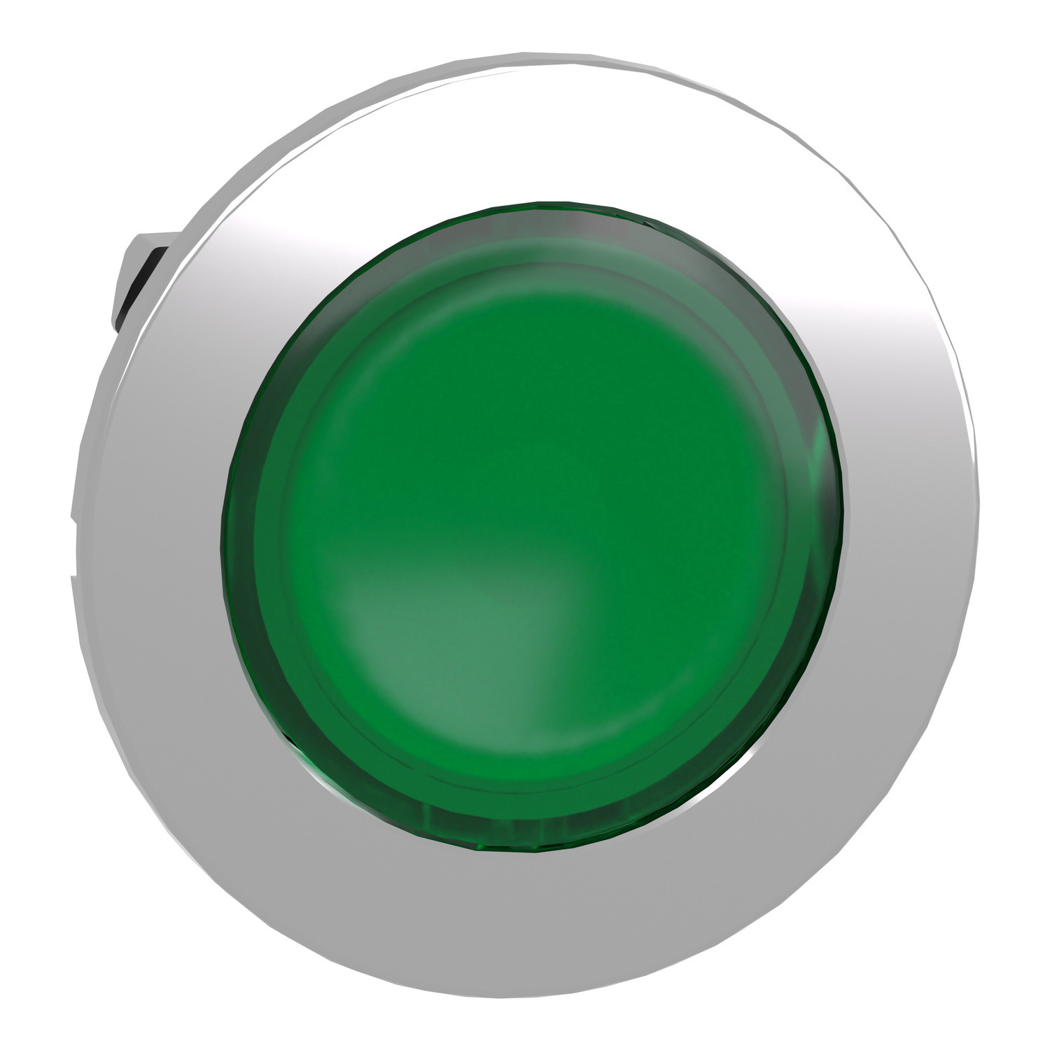 ZB4FW333 Harmony Flush Mount Illuminated Pushbutton Head, 1.2 in, Round Shape, Chromium Plated Metal, Green