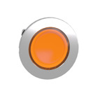 Head for illuminated push button, Harmony XB4, metal, orange flush, 30mm, spring return, universal LED, unmarked