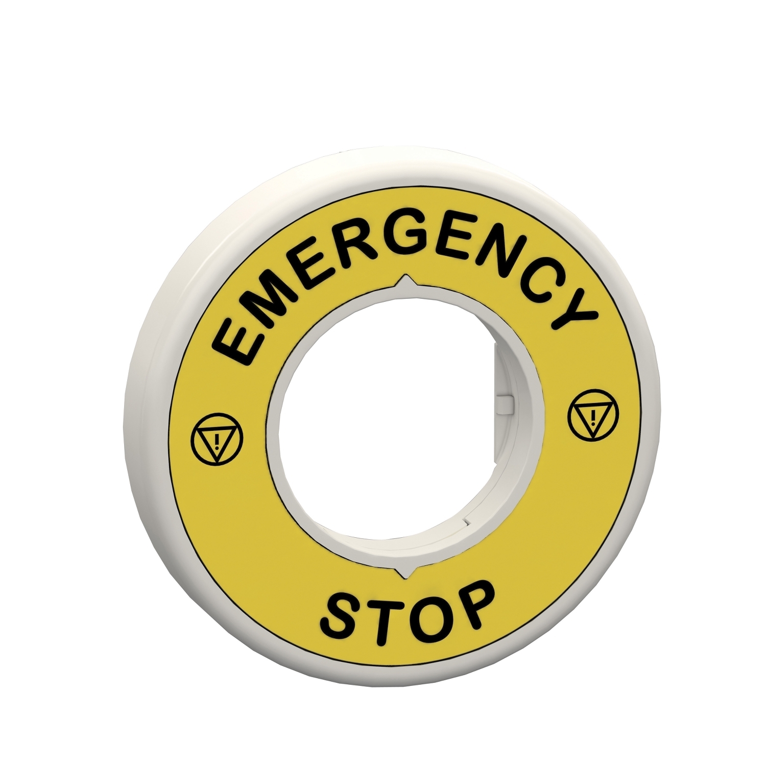 ZBY9W3B330 English Marked Illuminated Ring With 24 VDC/VAC 50/60 Hz White/Red Integral Fixed LED, 60 mm H x 9.3 mm W, Round Plate, Plastic, Yellow Field