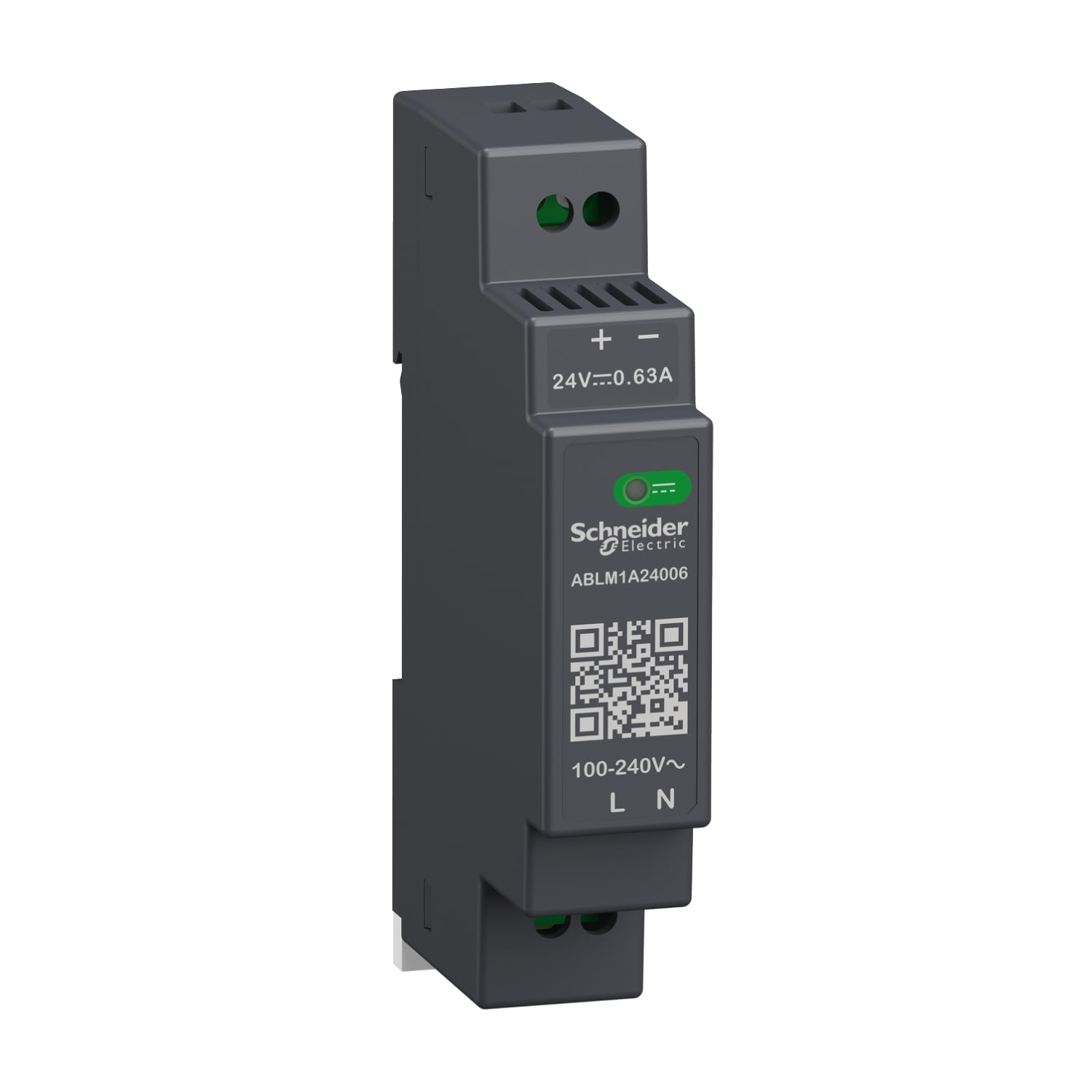 ABLM1A24006 Modicon 1-Phase Modular Regulated Power Supply, 100 to 240 V AC Input, 24 VDC Output, 15 W Power Rating, 0.6 A, DIN Rail Mount
