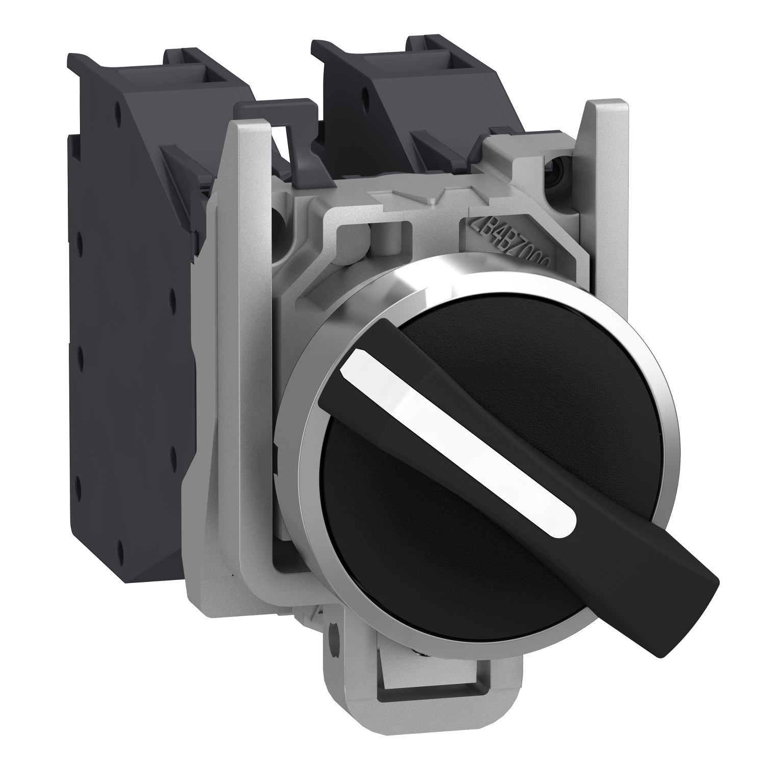 XB4BD25GEX XB4 Stay Put Selector Switch, 30 mm H x 46.2 mm W x 85 mm D, Round Shape, Chromium Plated Metal, Black
