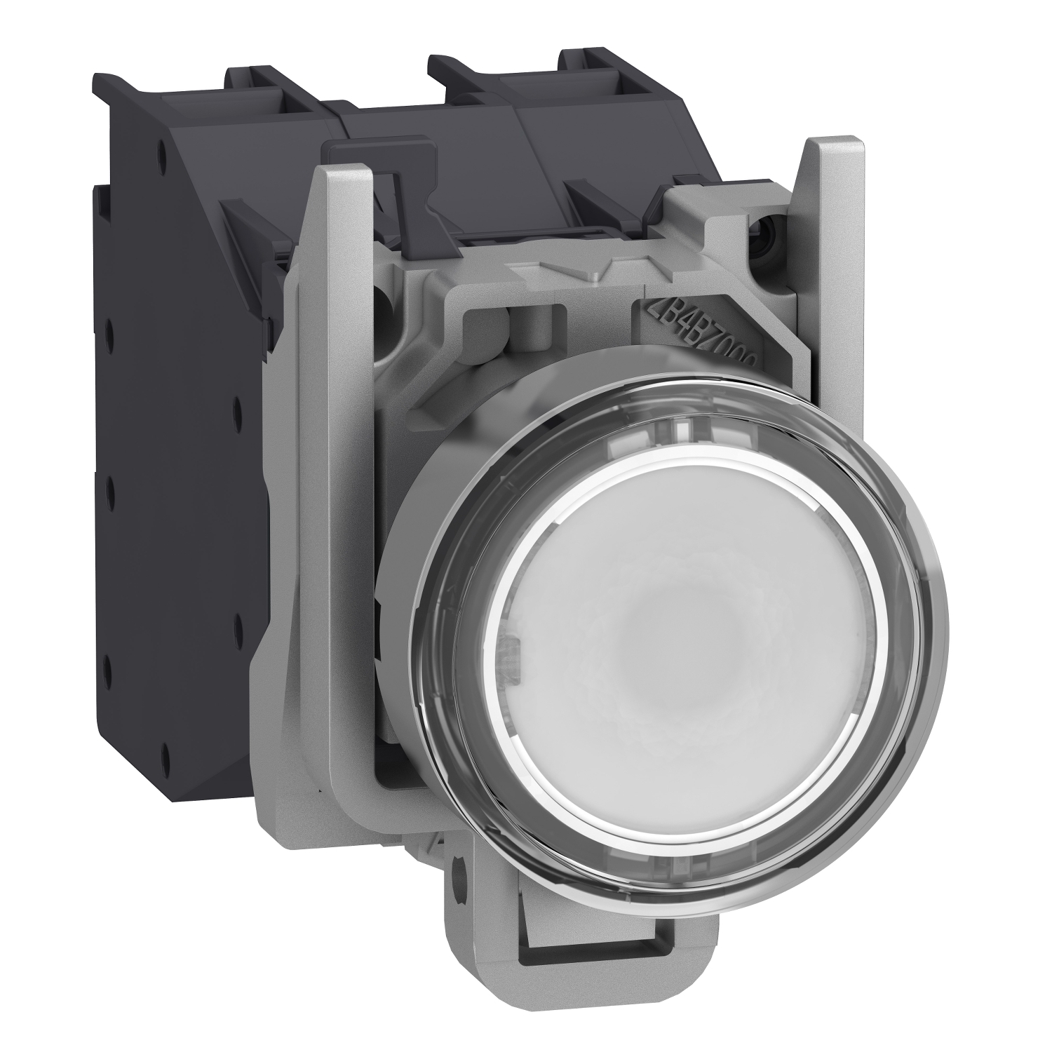 XB4BP183BM5GEX XB4 Spring Return Push Button, 30 mm H x 46.2 mm W x 72 mm D, Round Shape, Chromium Plated Metal, White